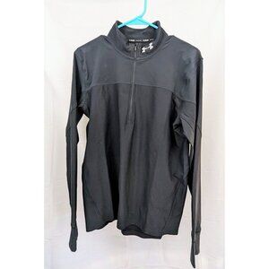 Under Armour Run Shirt Mens M Womens L Fitted Black HeatGear Long Sleeve 1/2 Zip